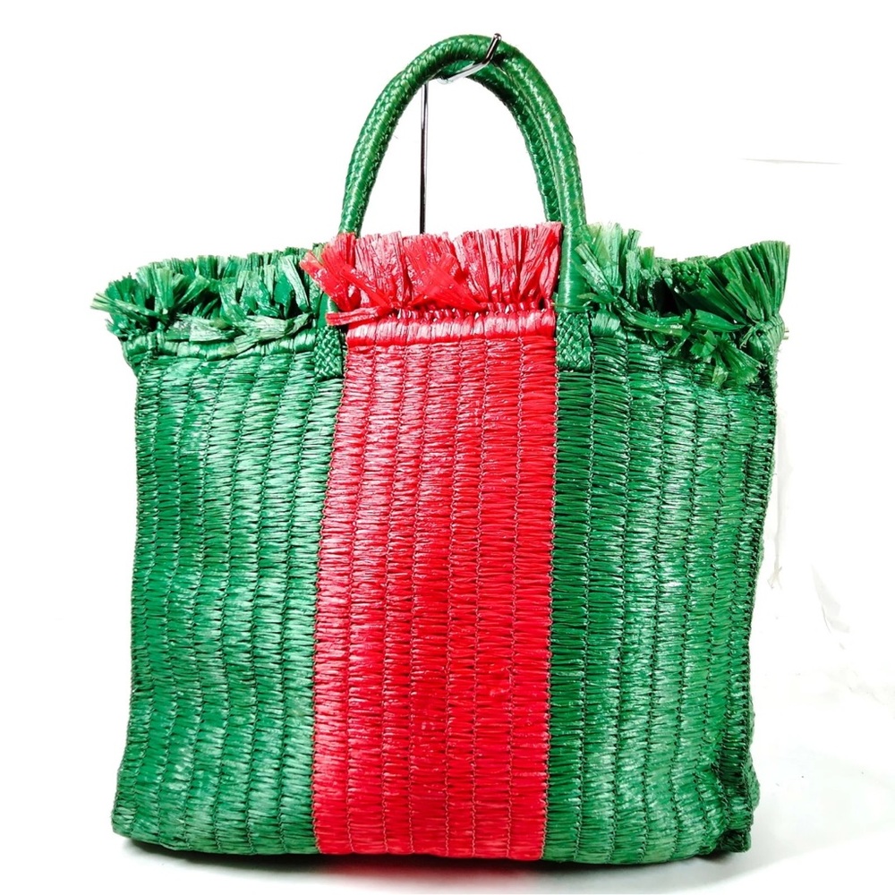 EUC Gucci Raffia Linen Web Cestino Tote Bag - PERFECT for the Beach or Pool!!!
